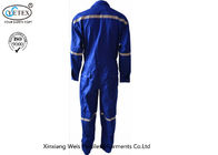 Blue 100% Cotton Twill Flame Resistant  Reflective Durable Coverall 320gsm For Oil Petrochemical Industry