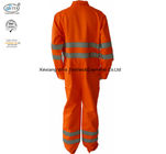 300gsm Cotton Orange High Vis Fr Coveralls With Reflective Tape Safety