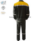 Two Tone Dark Green Yellow Fire Retardant Suit With Reflective Tape Safety