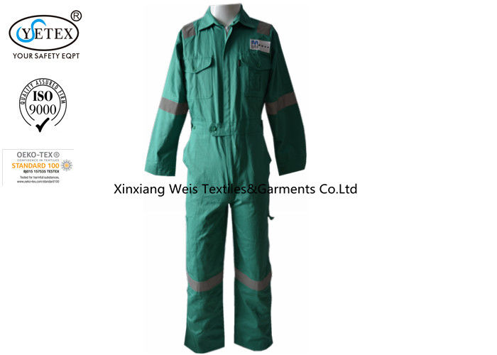 Working Safety Green Fr Cotton Coveralls / Fire Resistant Insulated Coveralls
