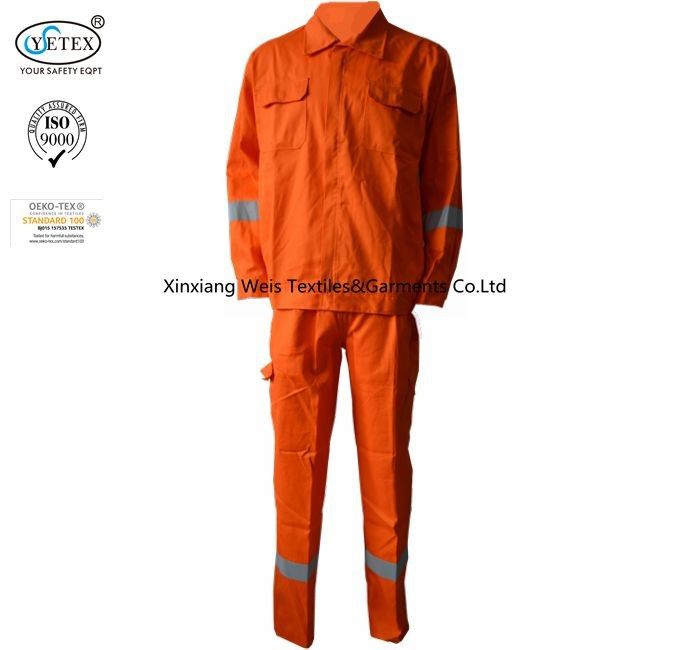 Orange Cotton Fire Resistant Suit Boiler Arc Flash Protective 220gsm