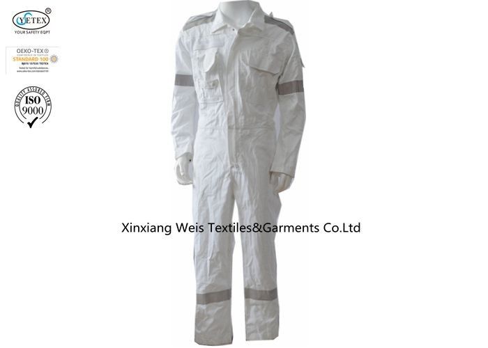 Pure White Silver Reflective Tapes 260gsm FR Cotton Coveralls