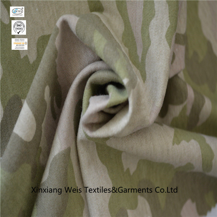 Camouflage Printed Knitted Interlock Flame Retardant Fabric