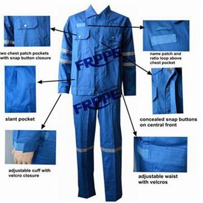 Cotton Blue Fireproof Boiler Suit With Reflective Trim