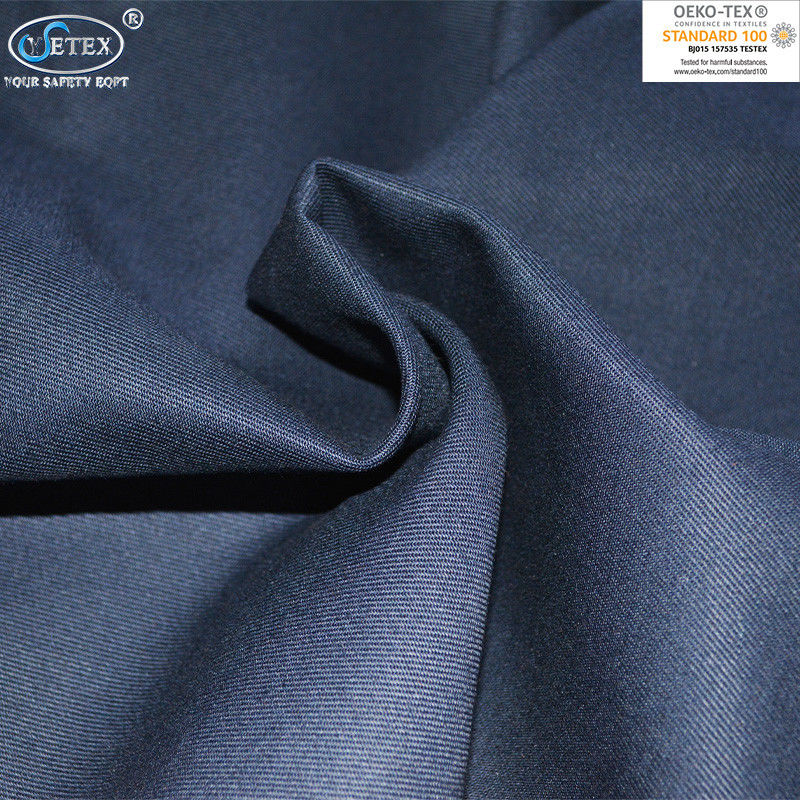 Navy Blue Cotton Nylon FR Water Oil Repellent Fabric / CN FR Cloth