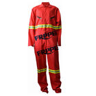 Red 100 Fire Resistant Coveralls With Reflective Tape For Welder Workwear
