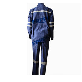 Navy Blue Cotton Flame Retardant Suit For Welding Industry Anti Static