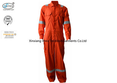 260gsm Orange Pure Cotton Fire Retardant Jumpsuit Anti Electrical Arc Flash