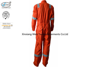 260gsm Orange Pure Cotton Fire Retardant Jumpsuit Anti Electrical Arc Flash