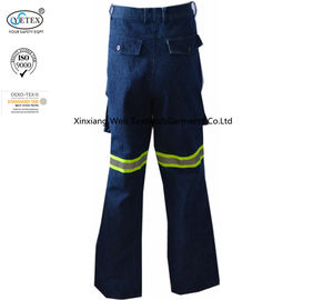 Safety Protective Fire Resistant Pants / Insulated Fr Pants Denim With Reflective Tape