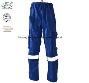 Royal Blue Cotton Welder Fr Rated Cargo Pants With Reflective Trim Safety