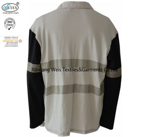 Knit Cotton Two Tone Fr Flame Retardant Polo Shirts Long Sleeve With Reflector