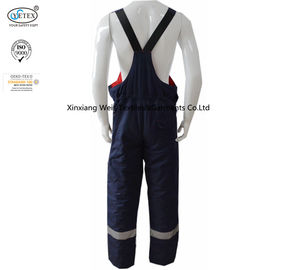 Navy Blue Fr Bib Insulated Overalls With Reflective Trim