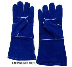 Cow Split Cuff Flame Resistant Accessories / Heavy Duty Welding Leather Work Gloves Cotton Lining