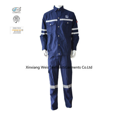 Navy Blue Cotton Flame Resistant Suit For Welding Industry