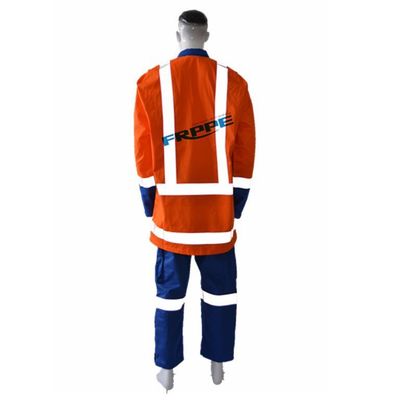 Two Tone Navy Blue Orange Anti Arc Flash Fire Retardant Suit Reflective For Road Transportation / Traffic Control