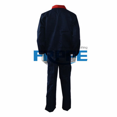 Navy Blue Red Cotton Fr Suit Jacket Pants Safety Protective Clothing /  EN11612 Durability FR Workwear Shirts Uniform