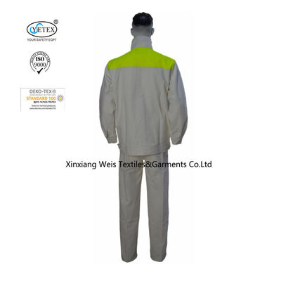 White High Vis Yellow Two Tone Fire Retardant Suit EN11612 Standard