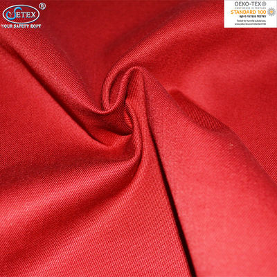 Red 300gsm Cotton Flame Resistant Anti Static Fabric FR Twill