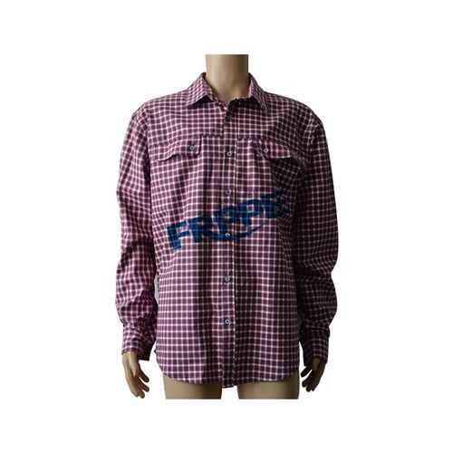 Pure Cotton Workers Fire Retardant Shirts Plaid Patterned Light Weight