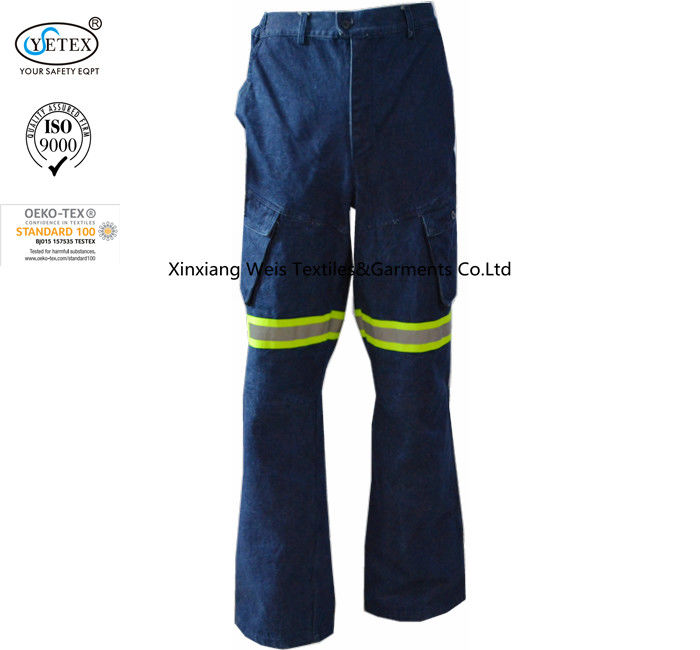 Safety Protective Fire Resistant Pants / Insulated Fr Pants Denim With Reflective Tape