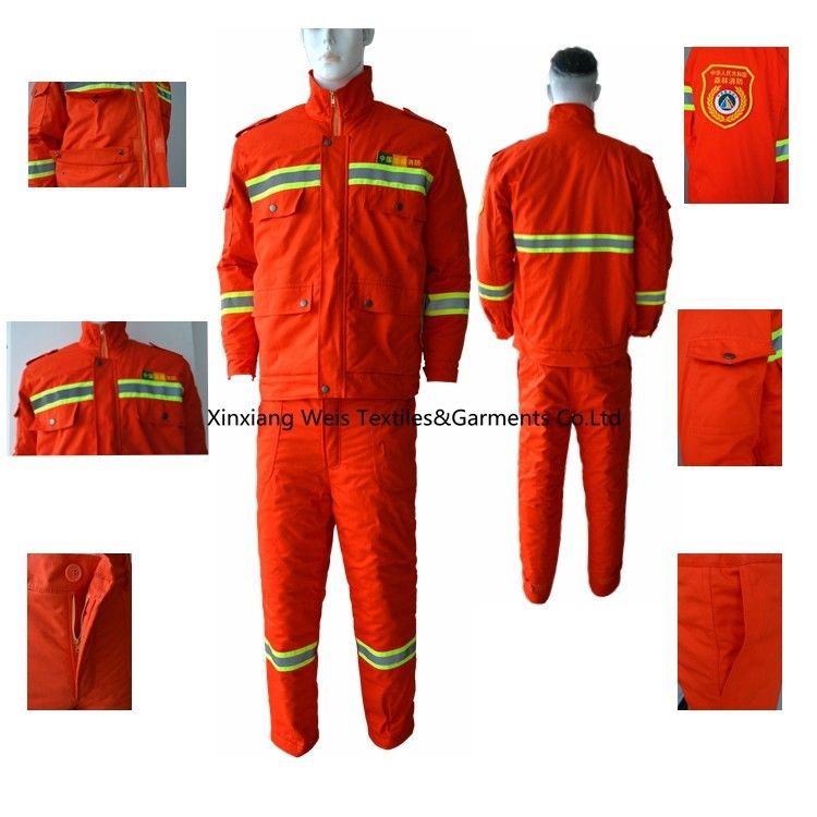 Orange Winter Insulated Cotton 280gsm Flame Resistant Suit