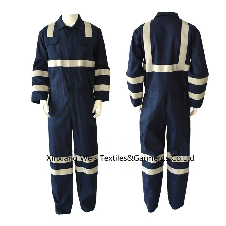 Navy Blue High Visibility Reflective Industry Workwear Coverall / Men Women FR Rated Fire Retardant Coveralls Jump Suit