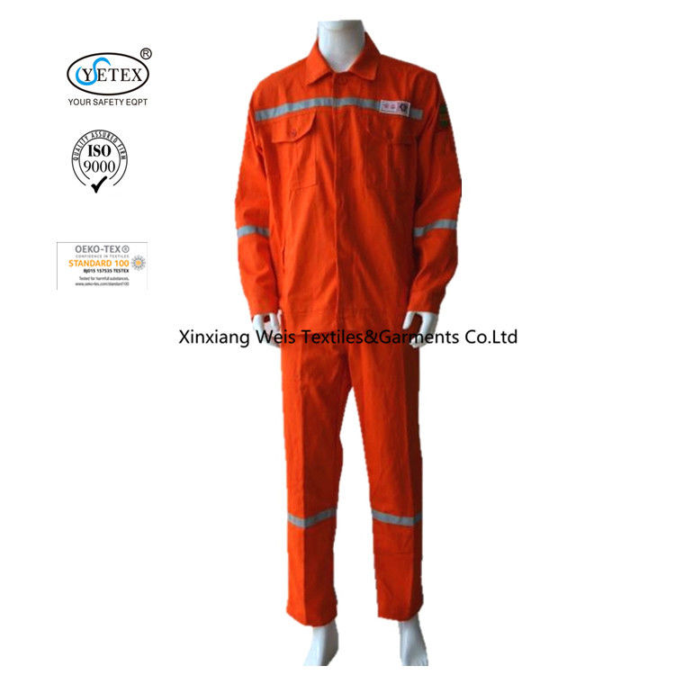 Orange 100 Cotton EN14116 EN11612 Fire Retardant Suit