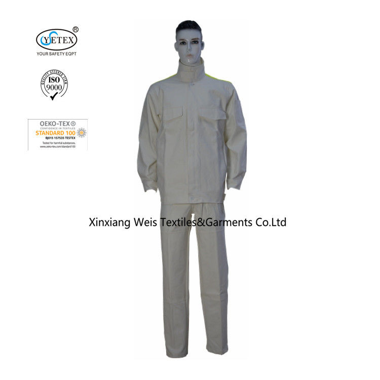 White High Vis Yellow Two Tone Fire Retardant Suit EN11612 Standard